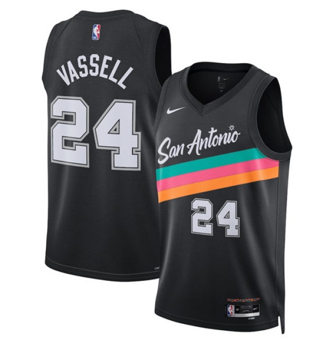 Men's San Antonio Spurs #24 Devin Vassell Black 2025-26 City Edition Swingman Stitched Basketball Jersey