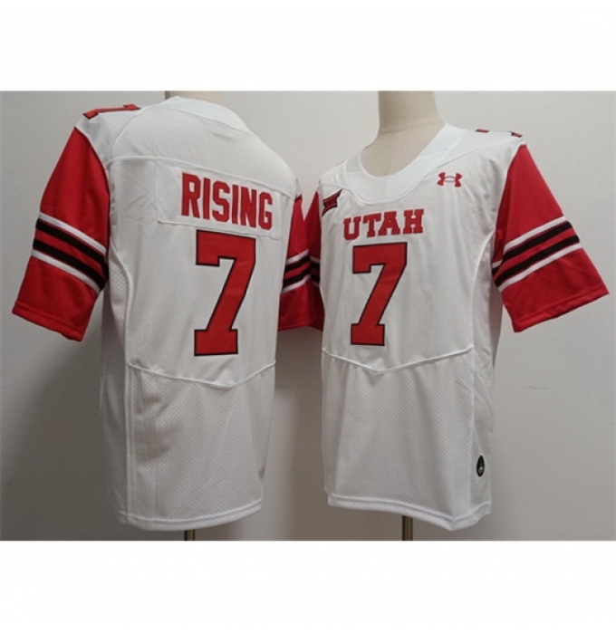 Men's Utah Utes Cameron Rising #7 White Stitched NCAA Football Jersey