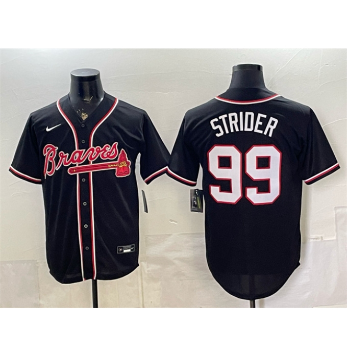 Men's Atlanta Braves #99 Spencer Strider 2026 Fashion Replica Black Out Stitched Baseball Jersey