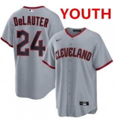 Youth cleveland guardians #24 chase delauter gray cool base limited stitched baseball jersey