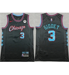 Men's Chicago Bulls #3 Josh Giddey Black 2025-26 City Edition Stitched Basketball Jersey