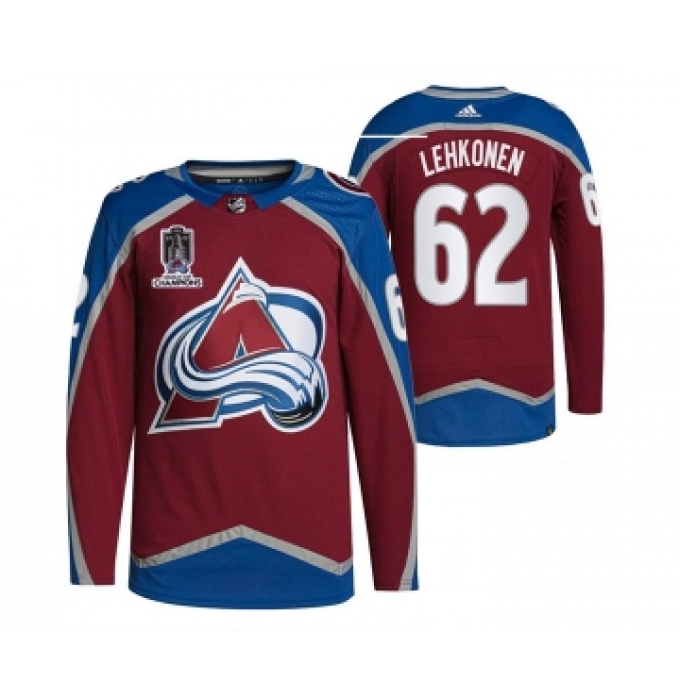 Men's Colorado Avalanche #62 Artturi Lehkonen 2022 Stanley Cup Champions Patch Stitched Jersey