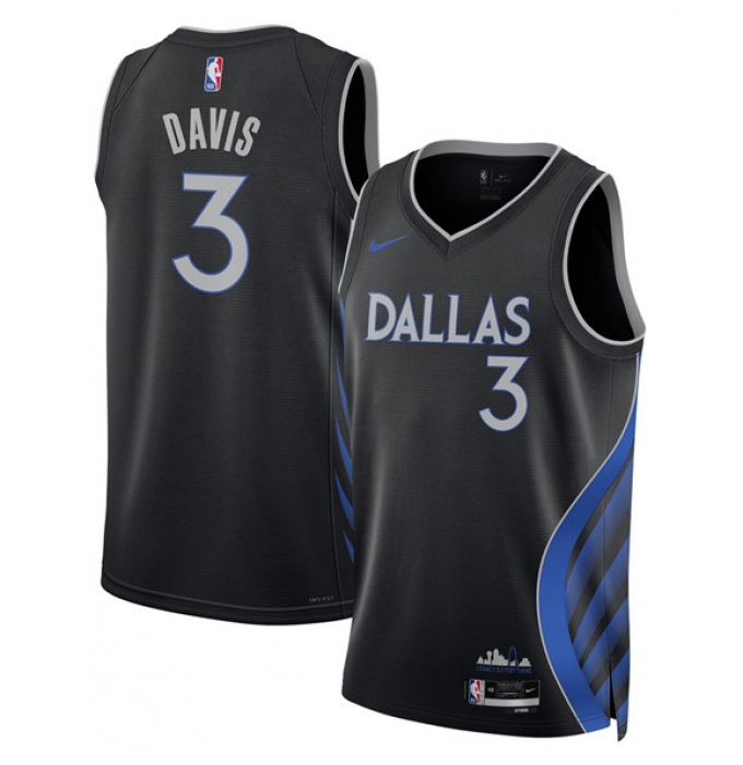 Men's Dallas Mavericks #3 Anthony Davis Black 2025-26 City Edition Stitched Basketball Jersey