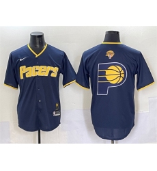 Men's Indiana Pacers Team Big Logo Navy 2025 Finals Vapor Stitched Baseball Jersey