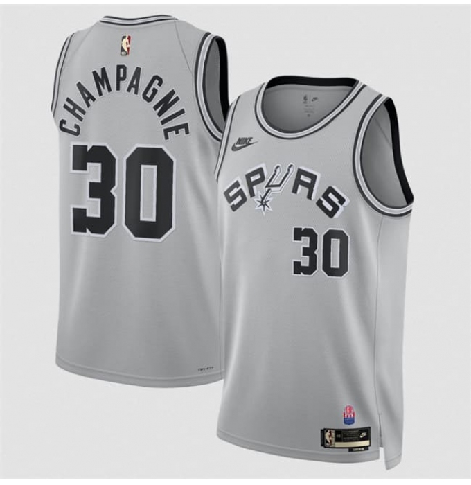 Men's San Antonio Spurs #30 Julian Champagnie Silver 2026-27 Classic Edition Stitched Basketball Jersey