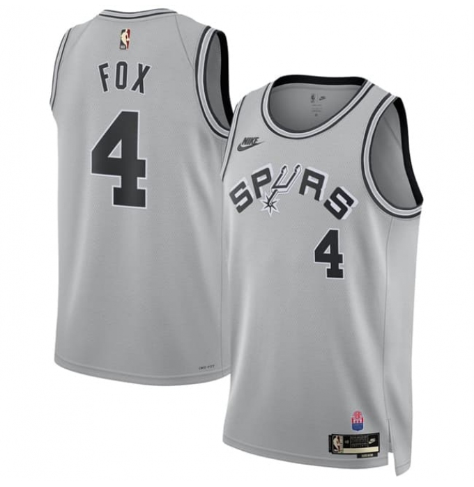 Men's San Antonio Spurs #4 De'Aaron Fox Silver 2026-27 Classic Edition Stitched Basketball Jersey
