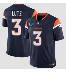 Men's Denver Broncos #3 Wil Lutz Navy 2026 F.U.S.E. With 3-Star C Vapor Limited Stitched Football Jersey