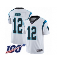 Men's Carolina Panthers #12 DJ Moore White Vapor Untouchable Limited Player 100th Season Football Jersey