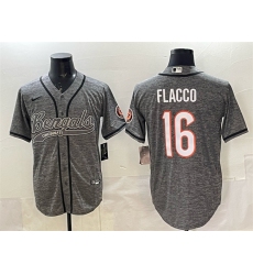 Men's Cincinnati Bengals #16 Joe Flacco Grey With Cool Base Stitched Baseball Jersey