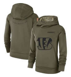 Women's Cincinnati Bengals Nike Olive Salute to Service Sideline Therma Performance Pullover Hoodie