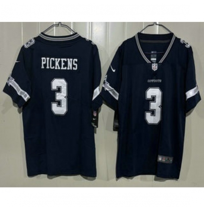 Women's Dallas Cowboys #3 George Pickens Limited Navy Vapor Jersey