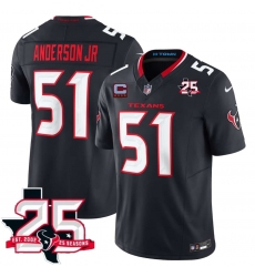 Men's Houston Texans #51 Will Anderson Jr Navy 2nd Alternate 2026 With 25th Anniversary And 4-Star C F.U.S.E. Vapor Limited Football Stitched Jersey