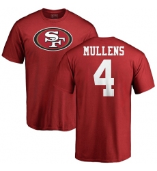 NFL Nike San Francisco 49ers #4 Nick Mullens Red Name & Number Logo T-Shirt