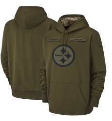 Men's Pittsburgh Steelers Nike Olive Salute to Service Sideline Therma Performance Pullover Hoodie