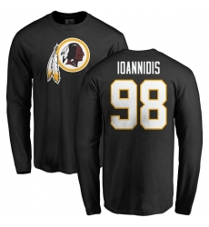 NFL Nike Washington Redskins #98 Matt Ioannidis Black Name & Number Logo Long Sleeve T-Shirt