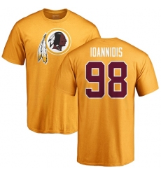 NFL Nike Washington Redskins #98 Matt Ioannidis Gold Name & Number Logo T-Shirt