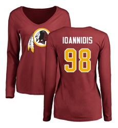 NFL Women's Nike Washington Redskins #98 Matt Ioannidis Maroon Name & Number Logo Long Sleeve T-Shirt