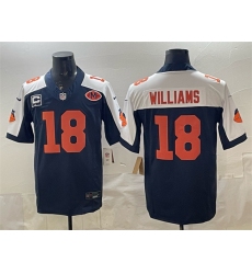 Men's Chicago Bears #18 Caleb Williams Navy White F.U.S.E. With 1-star C And VMH Throwback Limited Football Stitched Jersey