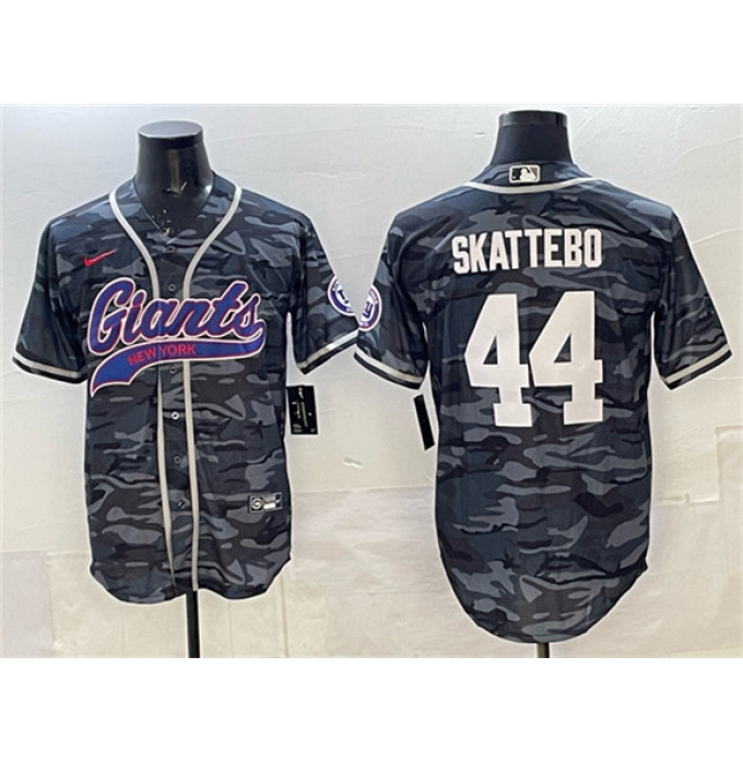 Men's New York Giants #44 Cam Skattebo Gray Camo With Cool Base Stitched Baseball Jersey