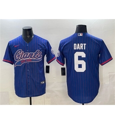 Men's New York Giants #6 Jaxson Dart Royal Pinstripe With Cool Base Stitched Baseball Jersey