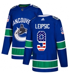 Youth Adidas Vancouver Canucks #9 Brendan Leipsic Authentic Blue USA Flag Fashion NHL Jersey