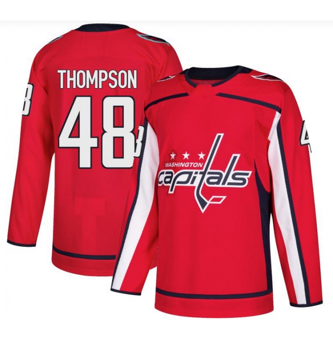 Men's Washington Capitals #48 Logan Thompson Authentic Red Home Jersey