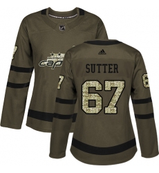 Women's Adidas Washington Capitals #67 Riley Sutter Authentic Green Salute to Service NHL Jersey