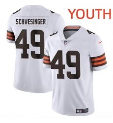 Youth Cleveland Browns #49 Carson Schwesinger White Vapor Untouchable Limited Stitched Football Jersey