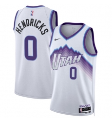 Men's Utah Jazz #0 Taylor Hendricks White 2025 Association Edition Stitched Basketball Jersey