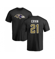 Football Baltimore Ravens #22 Mark Ingram II Black Name & Number Logo Long Sleeve T-Shirt