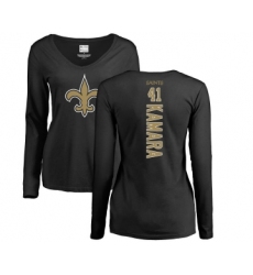 Football Women's New Orleans Saints #41 Alvin Kamara Black Backer Slim Fit Long Sleeve T-Shirt