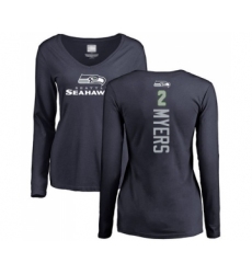 Football Women's Seattle Seahawks #2 Jason Myers Navy Blue Backer Long Sleeve T-Shirt