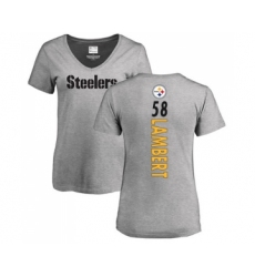 Football Women's Pittsburgh Steelers #58 Jack Lambert Ash Backer V-Neck T-Shirt