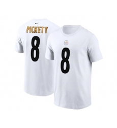 Men's Pittsburgh Steelers #8 Kenny Pickett 2022 White NFL Draft First Round Pick Player Name & Number T-Shirt