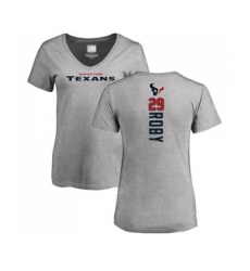 Football Women's Houston Texans #29 Bradley Roby Ash Backer T-Shirt