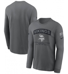 Men's Minnesota Vikings Gray 2026 Salute to Service Long Sleeve T-Shirt
