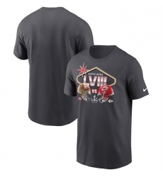 Mens Anthracite Kansas City Chiefs vs. San Francisco 49ers Super Bowl LVIII Matchup T-Shirt