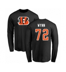 Football Cincinnati Bengals #72 Kerry Wynn Black Name & Number Logo Long Sleeve T-Shirt
