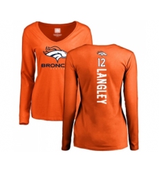 Football Women's Denver Broncos #22 Kareem Jackson Orange Name & Number Logo Long Sleeve T-Shirt