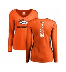 Football Women's Denver Broncos #3 Drew Lock Orange Backer Long Sleeve T-Shirt