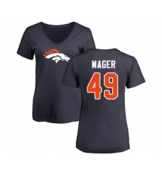 Football Women's Denver Broncos #49 Craig Mager Navy Blue Name & Number Logo T-Shirt