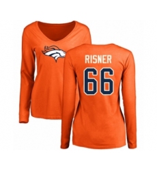 Football Women's Denver Broncos #66 Dalton Risner Orange Name & Number Logo Long Sleeve T-Shirt