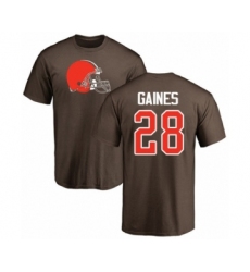 Football Cleveland Browns #28 Phillip Gaines Brown Name & Number Logo T-Shirt