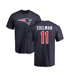 Football New England Patriots #11 Julian Edelman Navy Blue Name & Number Logo T-Shirt