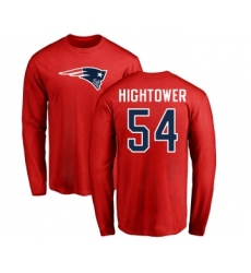Football New England Patriots #54 Dont'a Hightower Red Name & Number Logo Long Sleeve T-Shirt