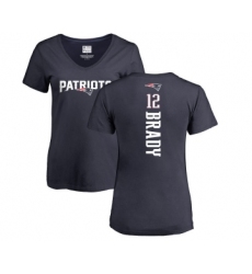 Football Women's New England Patriots #12 Tom Brady Navy Blue Backer T-Shirt