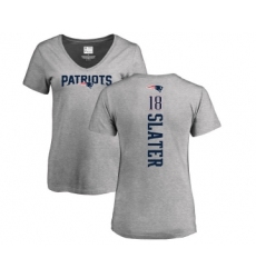 Football Women's New England Patriots #18 Matthew Slater Ash Backer V-Neck T-Shirt