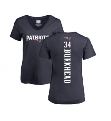 Football Women's New England Patriots #34 Rex Burkhead Navy Blue Backer T-Shirt