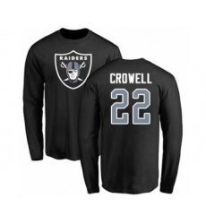 Football Oakland Raiders #22 Isaiah Crowell Black Name & Number Logo Long Sleeve T-Shirt