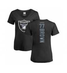 Football Women's Oakland Raiders #77 Trent Brown Black Backer T-Shirt